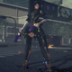 Bayonetta stands on a street in Bayonetta 3 on Switch in 2022.